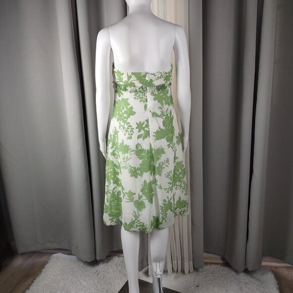 David's Bridal Women's Green Floral Strapless Dress Size 6 - Picture 4 of 12